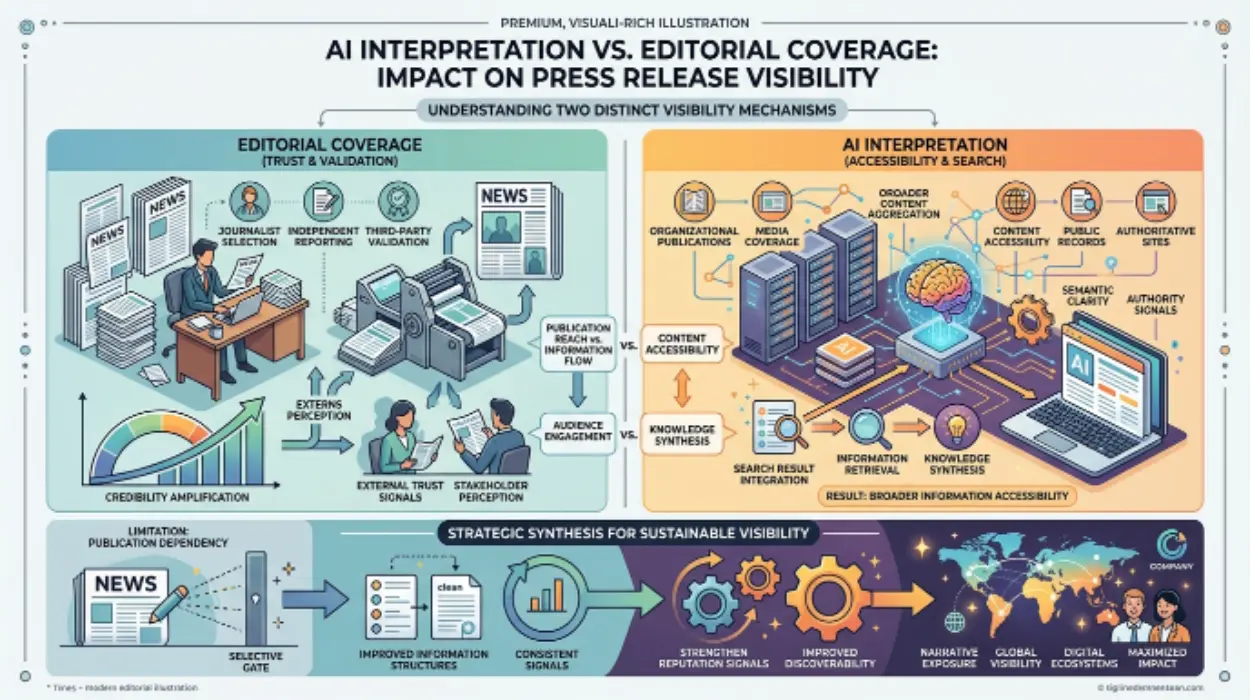 AI Interpretation Influence Press Release Visibility Compared with Editorial Coverage
