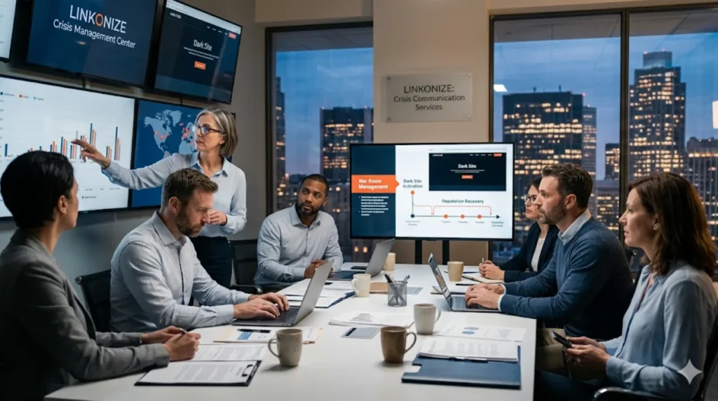 Crisis Communication Services by Linkonize: War Room Management, Dark Sites and Reputation Recovery