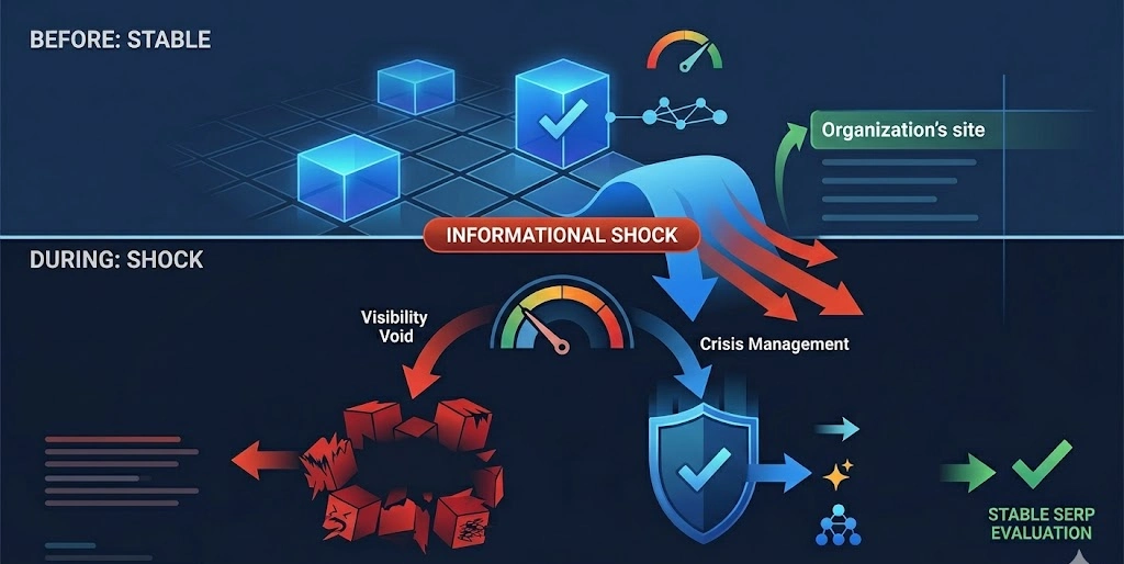 How Do Search Engine Algorithms Evaluate Authority and Trust During an Informational Shock