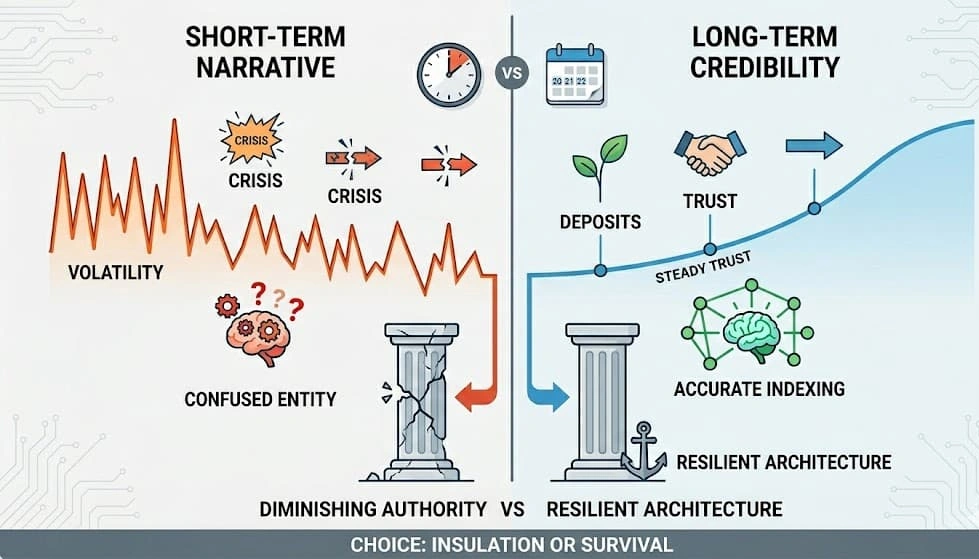 How Does Short-Term Narrative Management Impact Long-Term Institutional Credibility