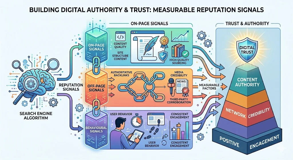 How do different strategies influence search engines and platform perceptions of authority and trust