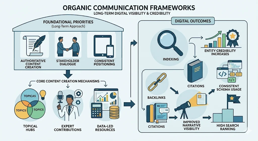 How do organic communication frameworks compare with reactive amplification tactics in digital advocacy