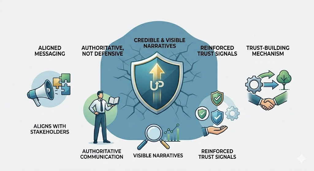 How does digital advocacy strengthen institutional credibility during crises
