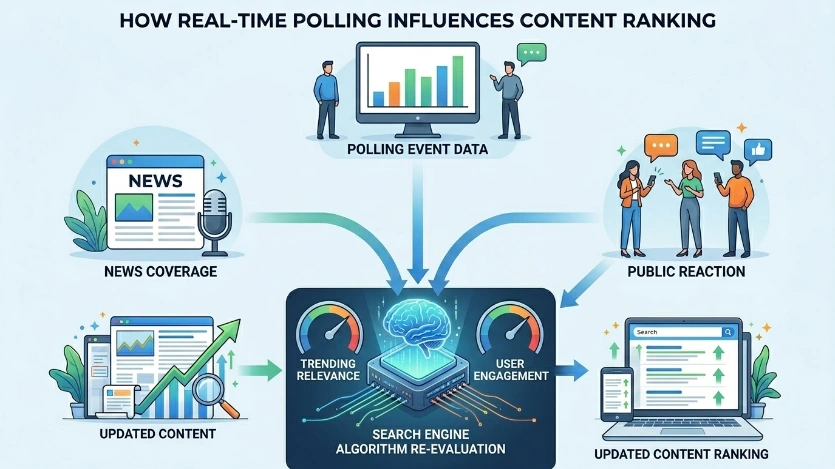 How does real-time polling alter content ranking dynamics in search engines