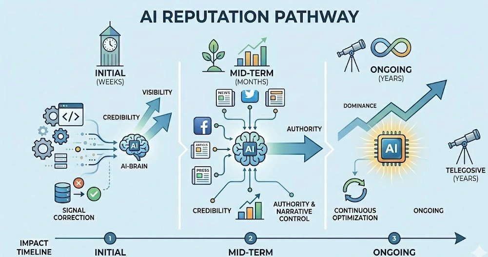How quickly can reputation management impact AI-driven search visibility