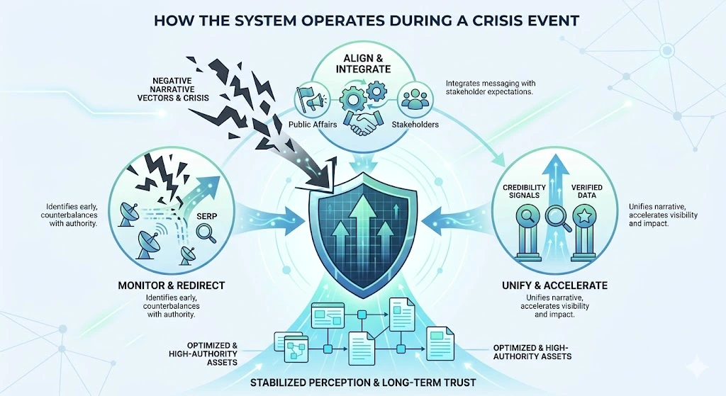 How the system operates during a crisis event
