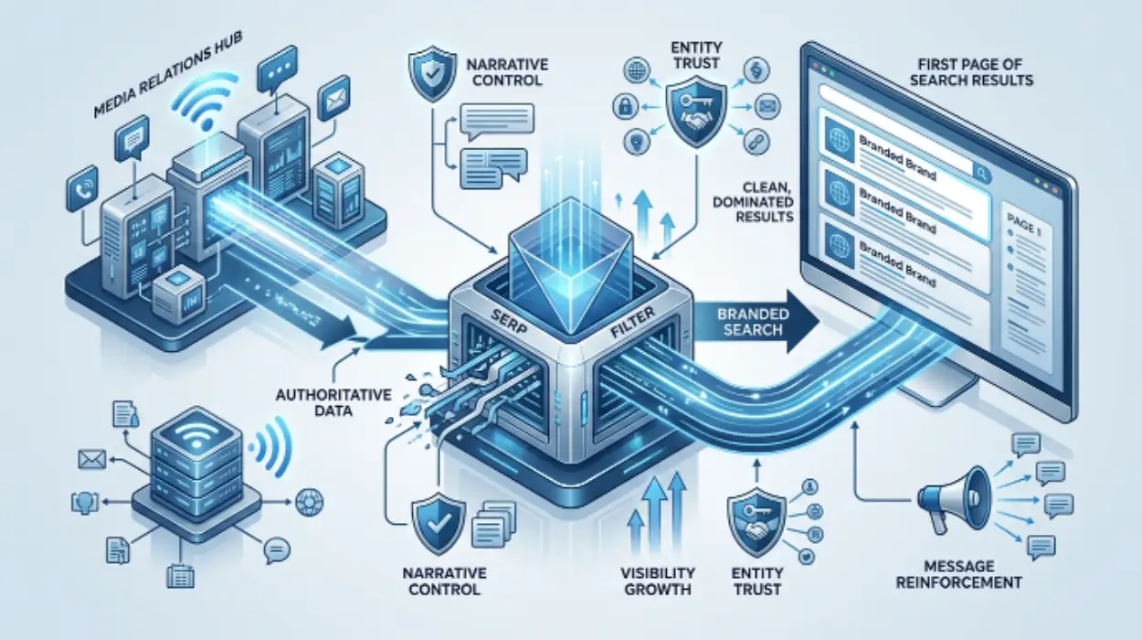 SERP control and narrative visibility management