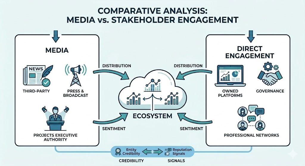 What Are the Main Differences Between Media Visibility and Direct Stakeholder Engagement Approaches