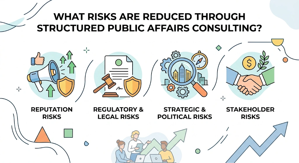 What risks are reduced through structured public affairs consulting