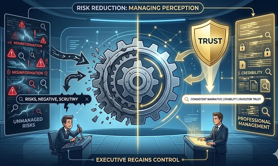 What risks does professional reputation management reduce for executives
