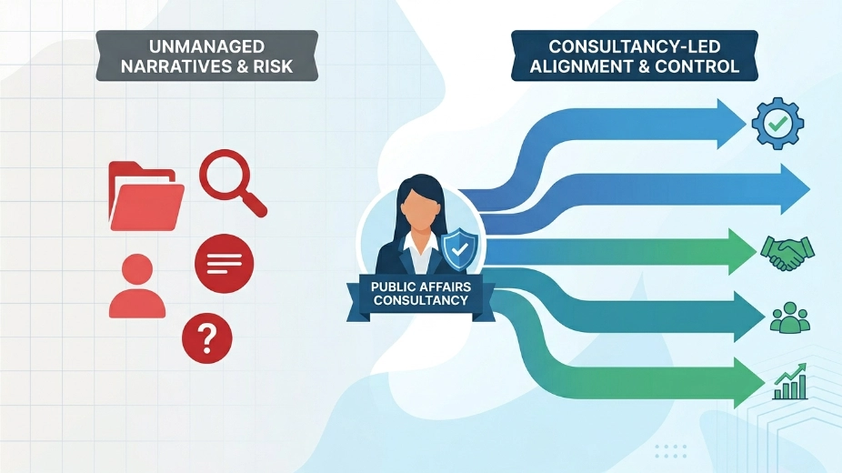Which risks does a professional public affairs consultancy reduce
