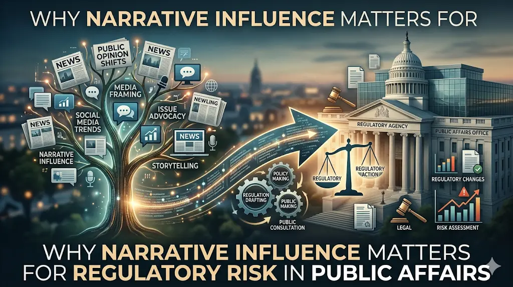 Why does narrative influence matter for regulatory risk in public affairs