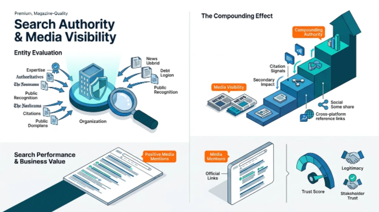 media visibility influence search rankings and digital authority