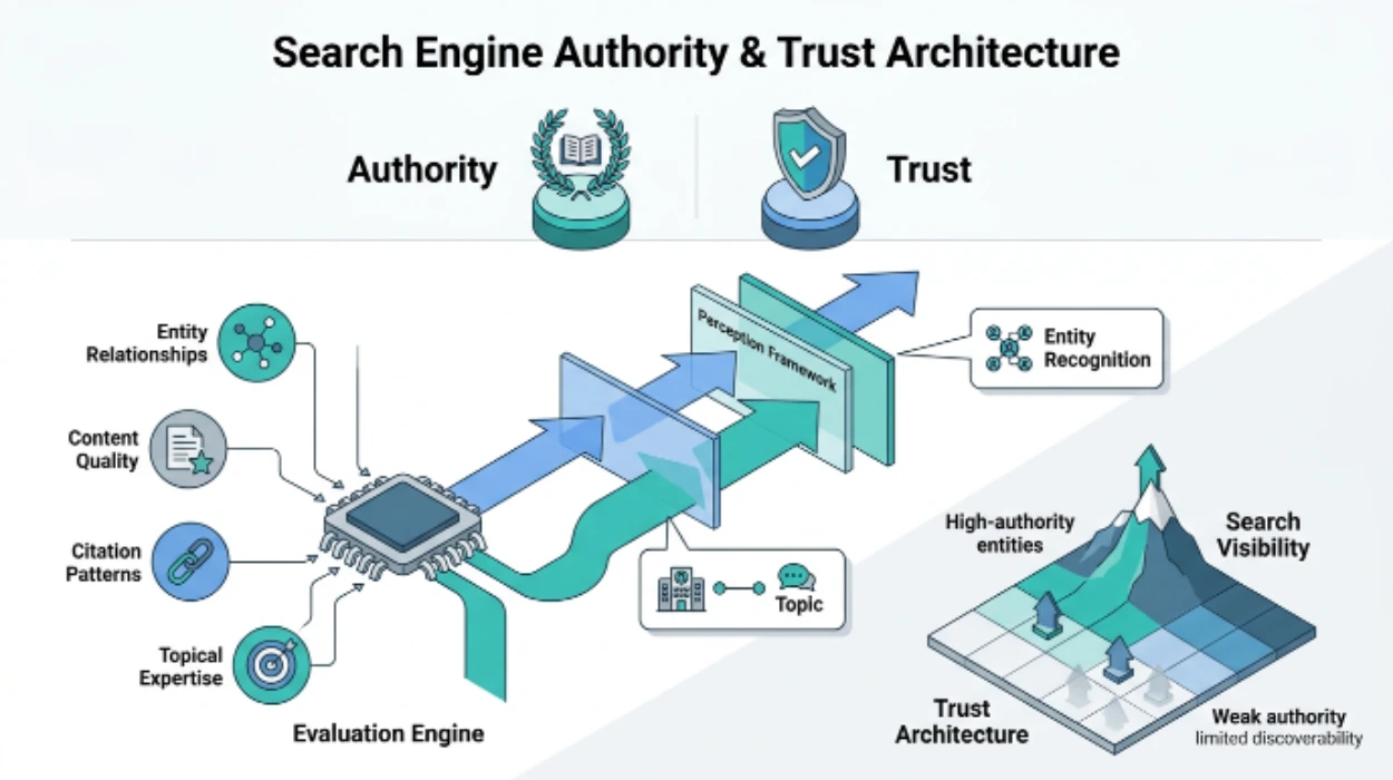 search engines evaluate authority and trust signals