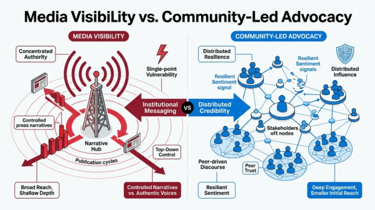 stakeholder engagement strategy differ between media visibility and community-led advocacy frameworks
