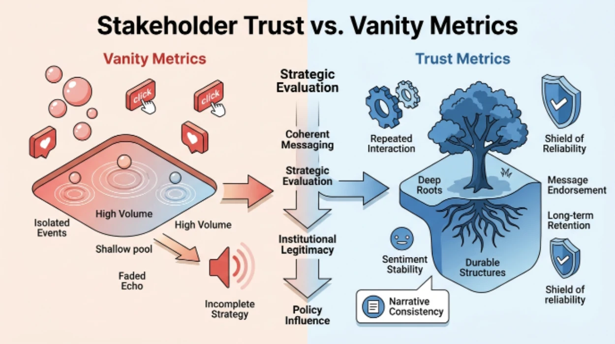 stakeholder trust metrics outperform vanity metrics in strategic evaluation