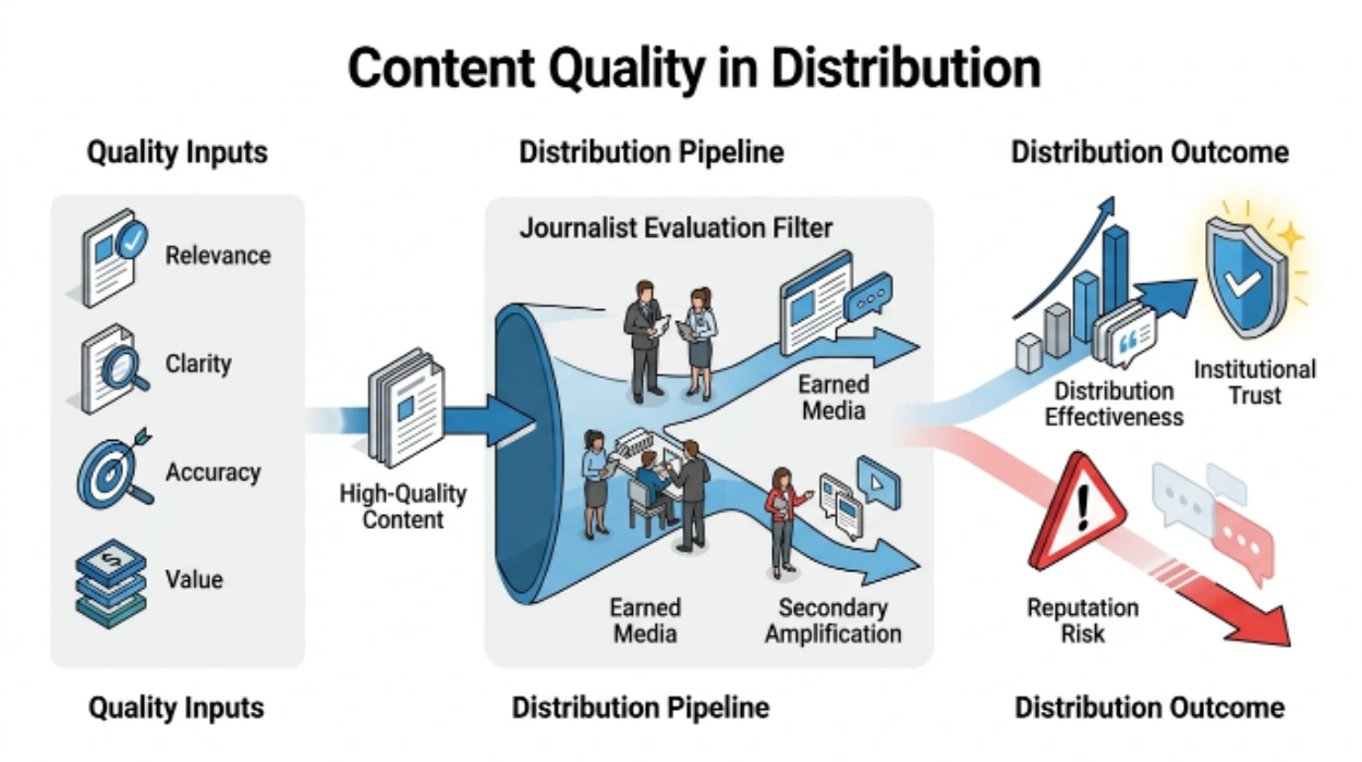 Content Quality Play in Distribution Effectiveness