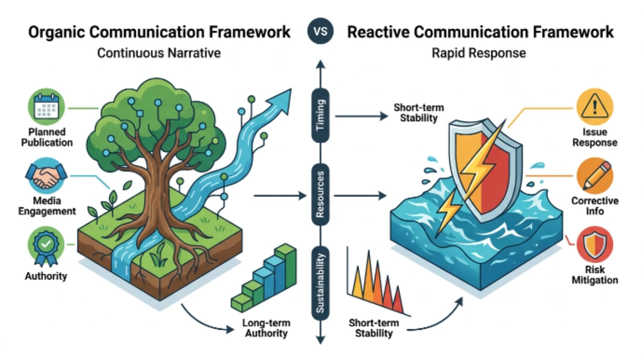 organic communication frameworks compare with reactive communication frameworks